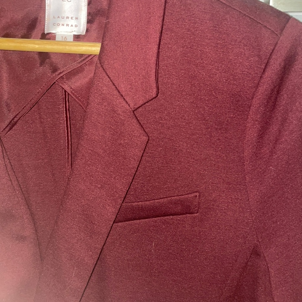 Lauren Conrad Maroon 3/4 sleeve blazer Sz 16 - Picture 4 of 4